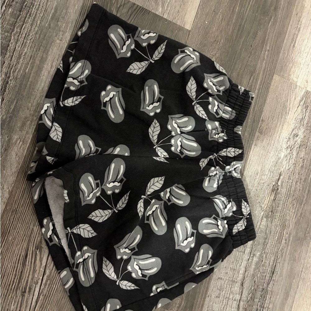 Black Floral Print Women's Pajama Shorts